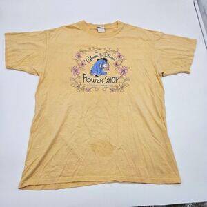 Disney Store Eeyore The Gloom to Bloom Flower Shop T Shirt Yellow Size L
